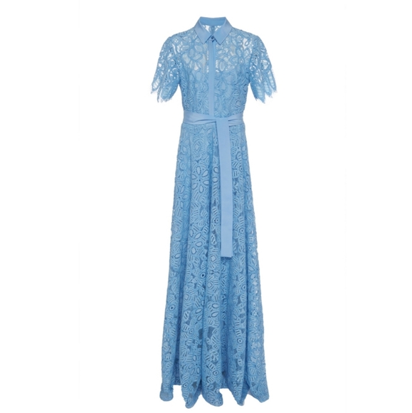 Lela Rose Lace Flutter Sleeve Collared Dress - Picture 3 of 15